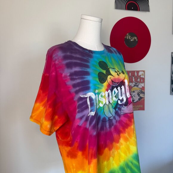 Disney Parks Disneyland Retro Rainbow Tie Dye Short Sleeve Casual T Shirt - Picture 13 of 15